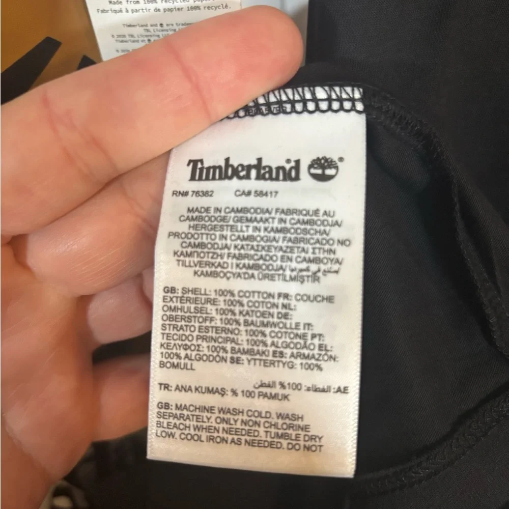 Timberland Black Long Sleeve Logo Tee Shirt Men’s Large Authentic Fit NWT - Picture 6 of 10